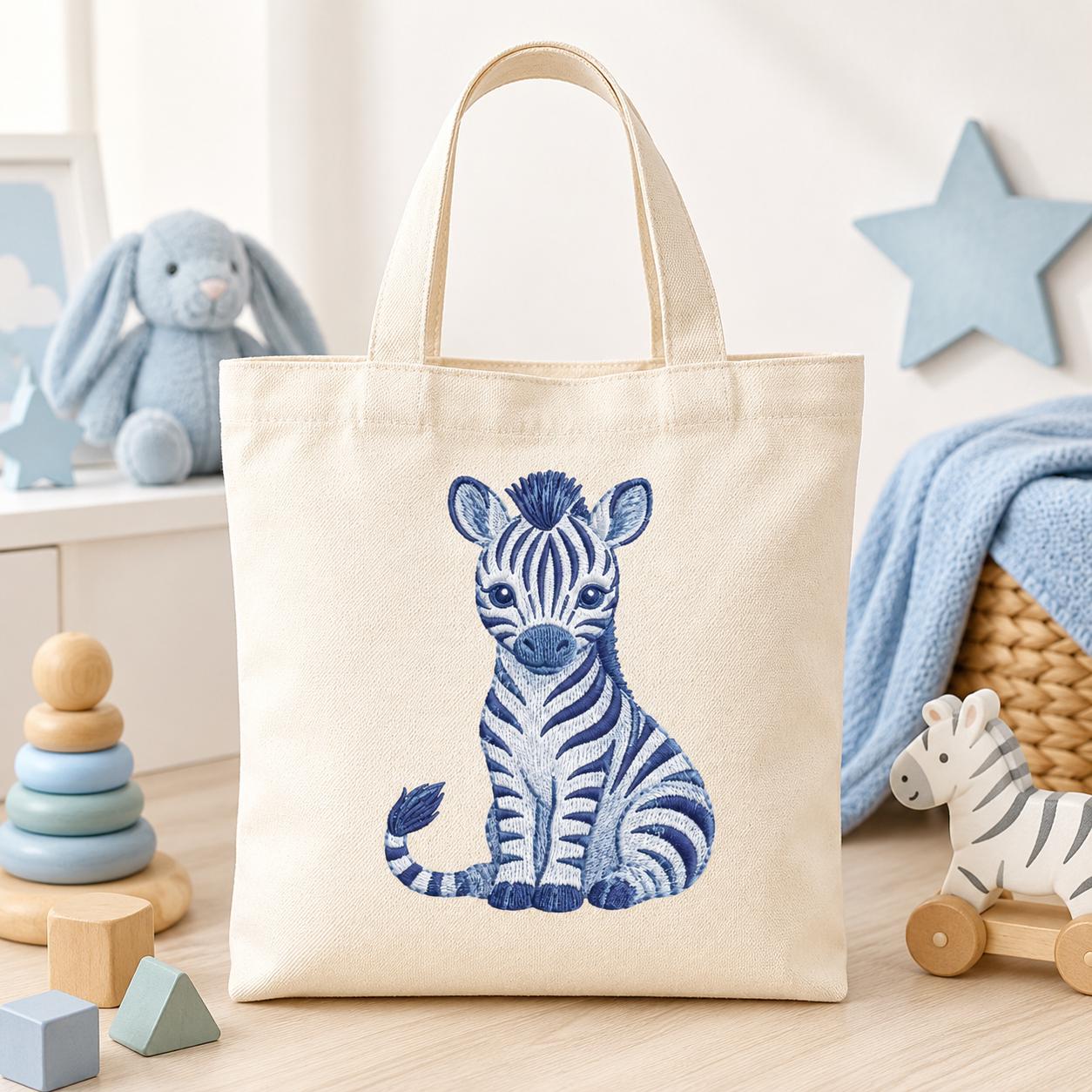 Chinoiserie Zebra Embroidery Design, Blue Safari Animal Machine Embroidery File, Preppy Nursery File, 5 sizes, Digital Download - image 4