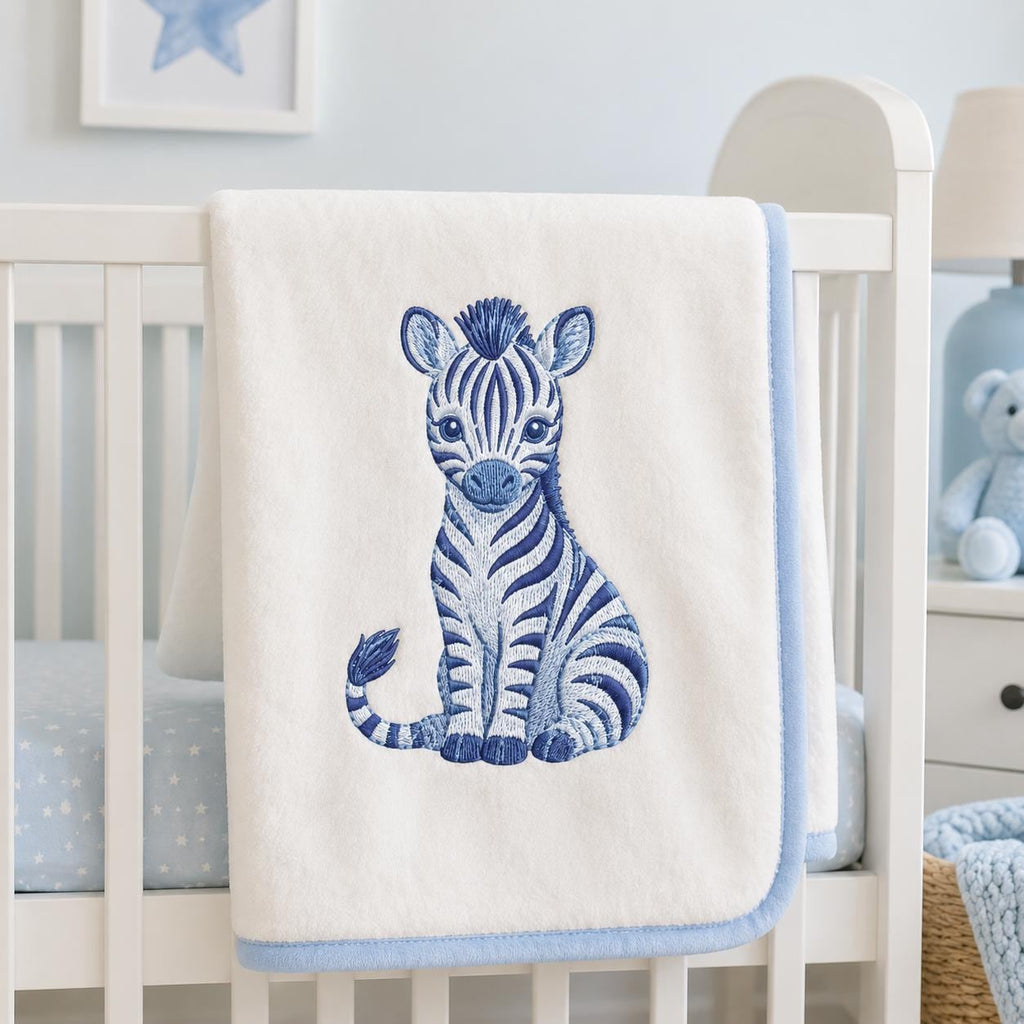 Chinoiserie Zebra Embroidery Design, Blue Safari Animal Machine Embroidery File, Preppy Nursery File, 5 sizes, Digital Download - image 7
