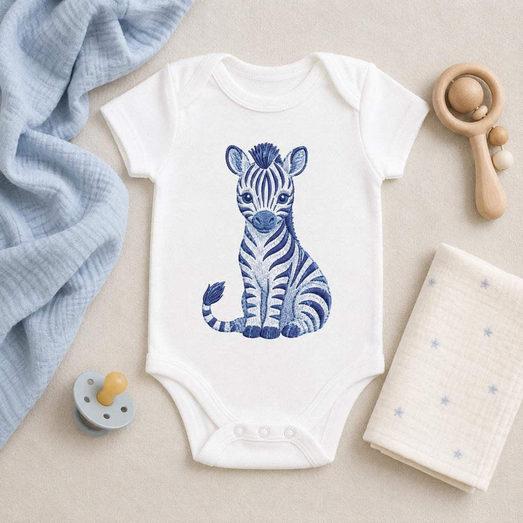 Chinoiserie Zebra Embroidery Design, Blue Safari Animal Machine Embroidery File, Preppy Nursery File, 5 sizes, Digital Download - image 6