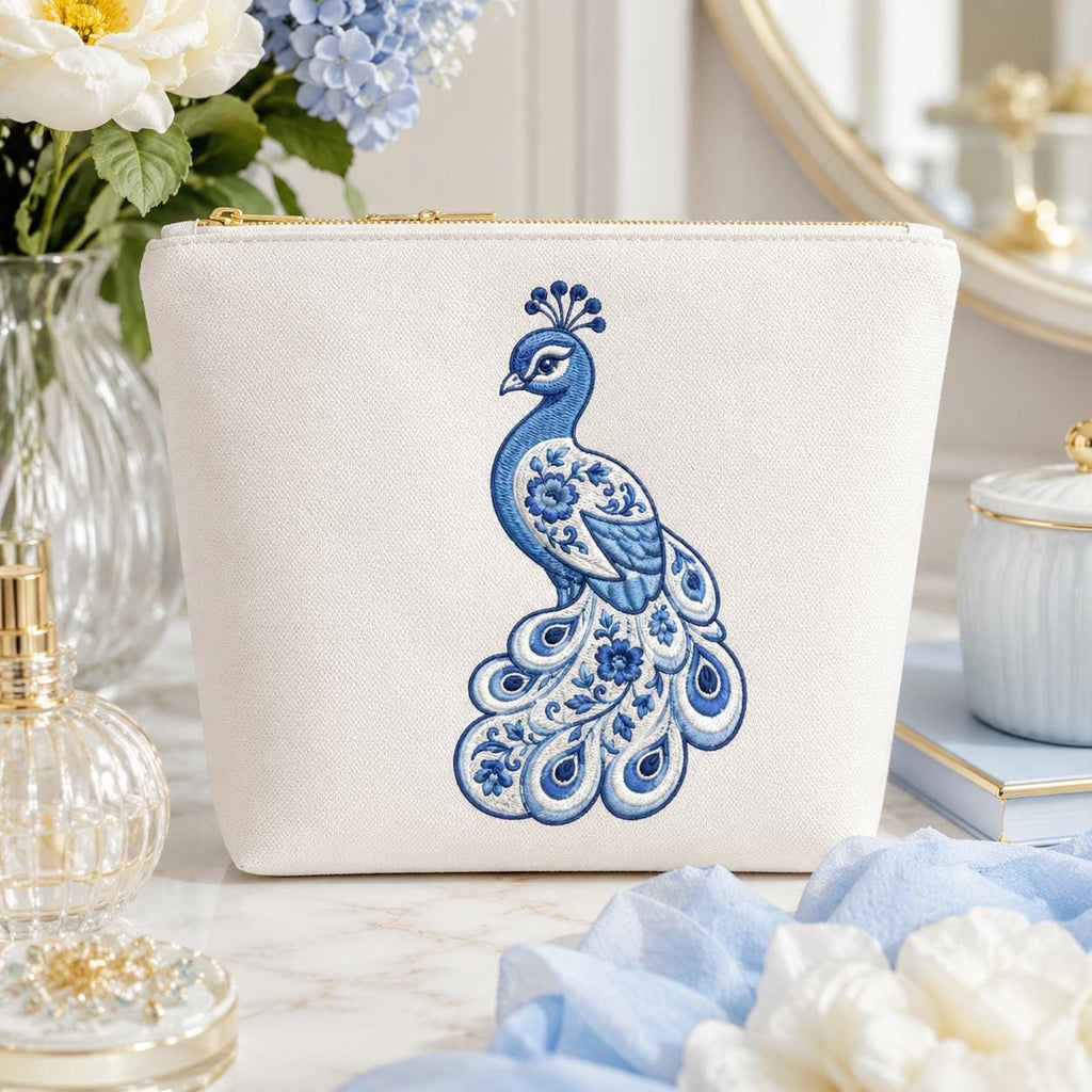 Chinoiserie Peacock Embroidery Design, Blue Bird Machine Embroidery File, Preppy Elegant Animal File, 5 sizes, Digital Download - image 7