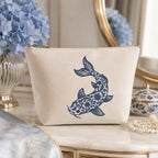Chinoiserie Koi Fish Embroidery Design, Blue Floral Fish Machine Embroidery File, Asian Inspired Stitch Art, 5 sizes, Digital Download - image 7