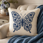 Chinoiserie Butterfly Embroidery Design, Blue Floral Butterfly Machine Embroidery File, Preppy Garden Stitch, 5 sizes, Digital Download - image 5