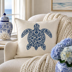Chinoiserie Turtle Embroidery Design, Blue Floral Sea Turtle Machine Embroidery File, Coastal Preppy Stitch, 5 sizes, Digital Download - image 3