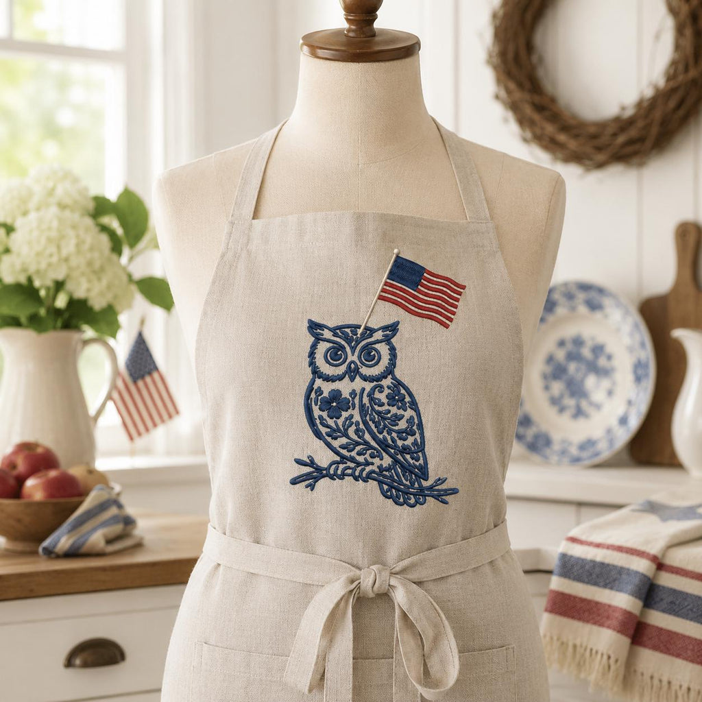 Chinoiserie Owl Embroidery Design with USA Flag, Patriotic Bird Machine Embroidery, 4th of July Animal Embroidery, 5 sizes, Digital Download - image 6