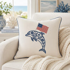 Chinoiserie Dolphin Embroidery Design with USA Flag, Patriotic Nautical Animal Machine Embroidery, 4th of July, 5 sizes, Digital Download - image 3