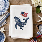 Chinoiserie Whale Embroidery Design with USA Flag, Patriotic Nautical Sea Life Machine Embroidery, 4th of July, 5 sizes, Digital Download - image 6