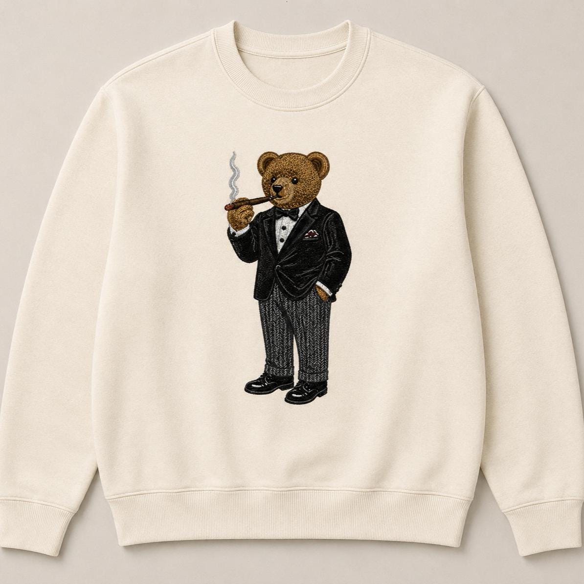 Teddy Bear in Tuxedo Embroidery Design, Gentleman Bear Smoking Cigar, Luxury Bear Machine Embroidery File, 5 sizes, Digital Download - image 3