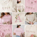 Daisy Monogram Alphabet Embroidery Design, Pink Floral Letters A-Z, Girls Name Machine Embroidery Font, 5 sizes, Digital Download - image 3
