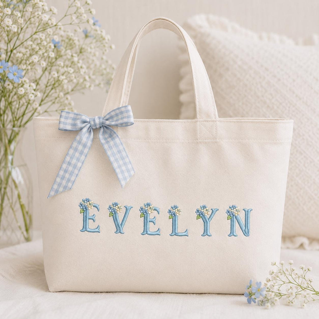 Blue Floral Monogram Fishtail Font Alphabet Embroidery Design, Hydrangea Letters A-Z, Custom Name Machine Embroidery Font, Digital Download - image 6