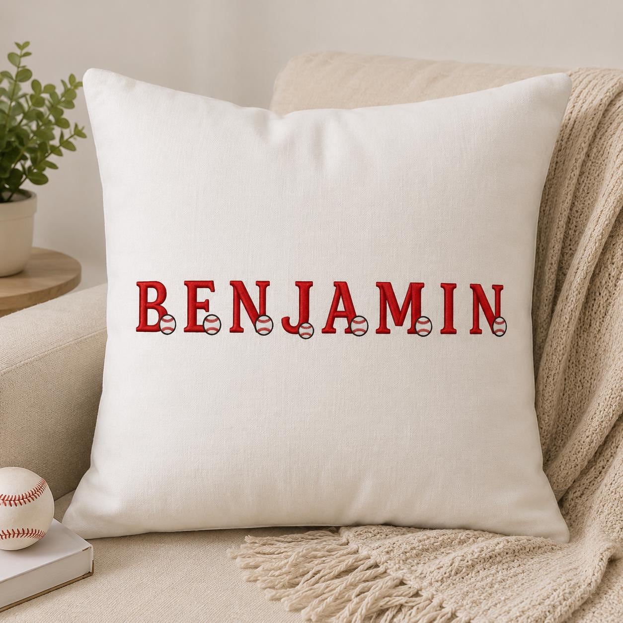 Baseball Monogram Alphabet Embroidery Design, Red Sports Letters A-Z, Boys Name Machine Embroidery Font, 5 sizes, Digital Download - image 4