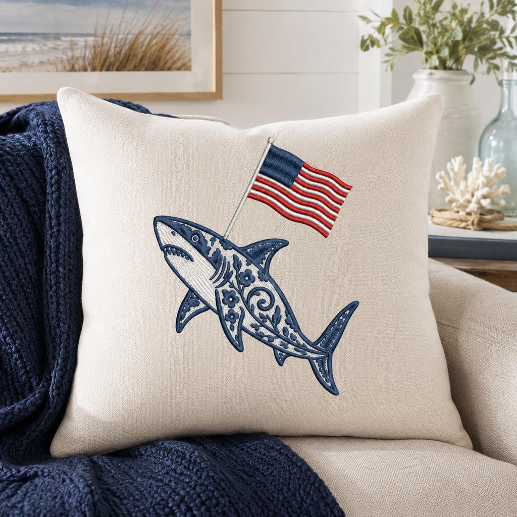 Chinoiserie Patriotic Animal Embroidery Bundle, Crab Lion Shark Pelican Heron USA Flag Machine File, 5 Sizes, Digital Instant Download - image 7