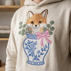 Fox Chinoiserie Vase Embroidery Design, Cute Woodland Animal Machine File, 5 Sizes, Digital Download - image 3