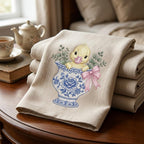 Duckling Chinoiserie Vase Embroidery Design, Cute Baby Duck Machine File, 5 Sizes, Digital Download - image 4