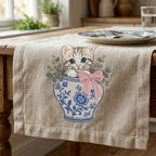 Kitten Chinoiserie Vase Embroidery Design, Cute Cat Floral Machine Embroidery File, 5 Sizes, Digital Download - image 4