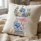 Blue Bird Chinoiserie Vase Embroidery Design, Floral Bird Machine File, 5 Sizes, Digital Download - image 6