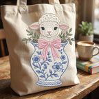 Lamb Chinoiserie Vase Embroidery Design, Cute Baby Sheep Machine File, 5 Sizes, Digital Download - image 6