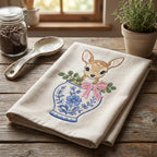Fawn Chinoiserie Vase Embroidery Design, Cute Deer Woodland Machine File, 5 Sizes, Digital Download - image 4