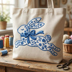 Running Chinoiserie Rabbit Embroidery Design, Floral Bunny With Bow Machine File, 5 sizes, Digital Download - image 6
