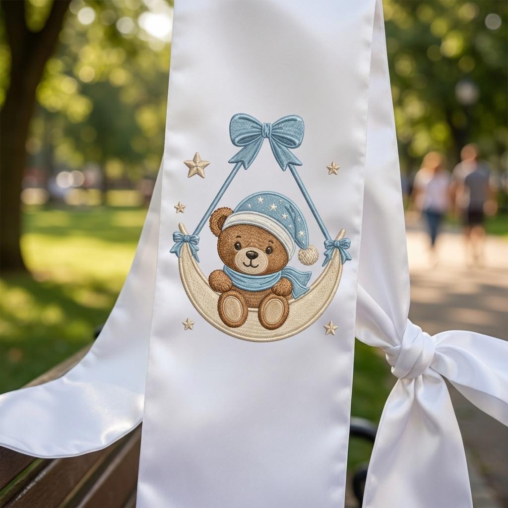 Sleeping Teddy Bear Moon Embroidery Design, Baby Boy Nursery Machine Embroidery File, Cute Bear Pattern, 5 sizes, Digital Download - image 7
