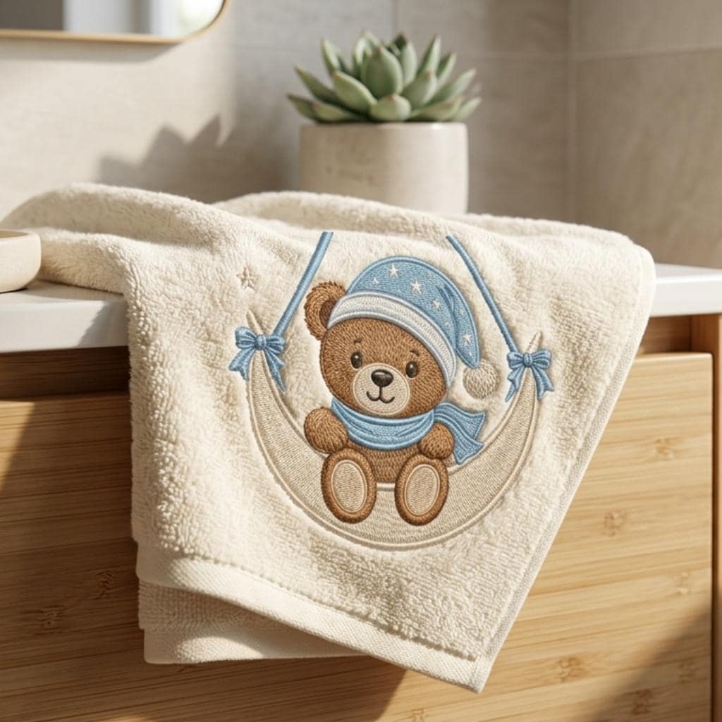 Sleeping Teddy Bear Moon Embroidery Design, Baby Boy Nursery Machine Embroidery File, Cute Bear Pattern, 5 sizes, Digital Download - image 4
