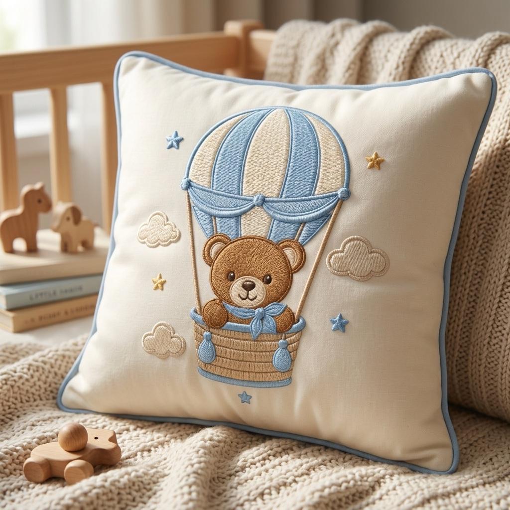 Teddy Bear Hot Air Balloon Embroidery Design, Baby Boy Nursery Machine Embroidery File, 5 sizes, Digital Download - image 6