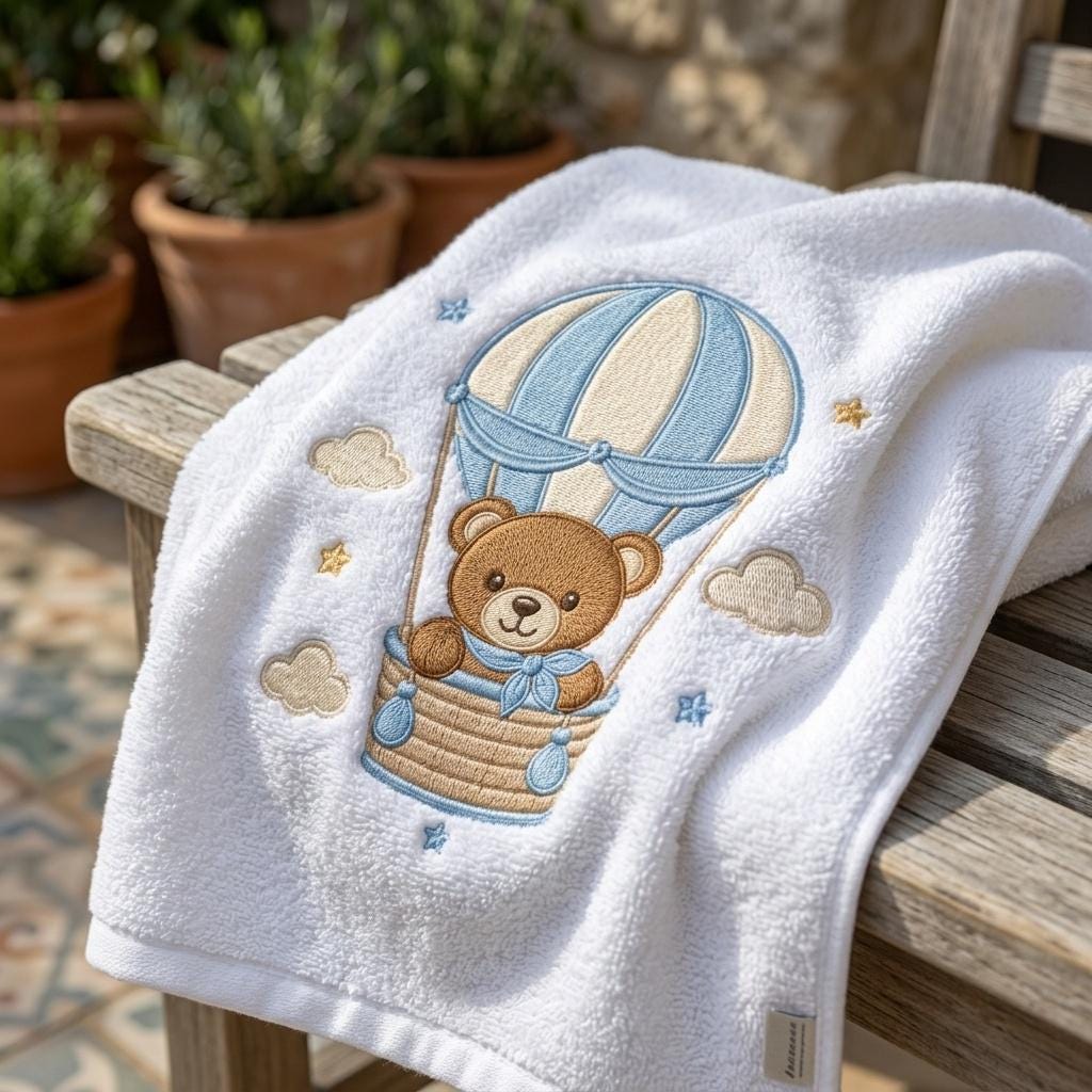 Teddy Bear Hot Air Balloon Embroidery Design, Baby Boy Nursery Machine Embroidery File, 5 sizes, Digital Download - image 5