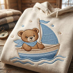 Teddy Bear Sailboat Embroidery Design, Nautical Baby Boy Machine Embroidery File, Nursery Pattern, 5 sizes, Digital Download - image 3
