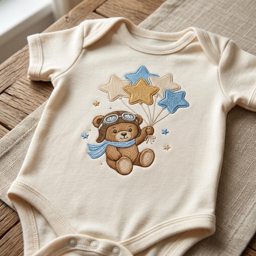Teddy Bear Balloon Embroidery Design, Star Balloon Baby Boy Machine Embroidery File, Nursery Pattern, 5 sizes, Digital Download - image 4