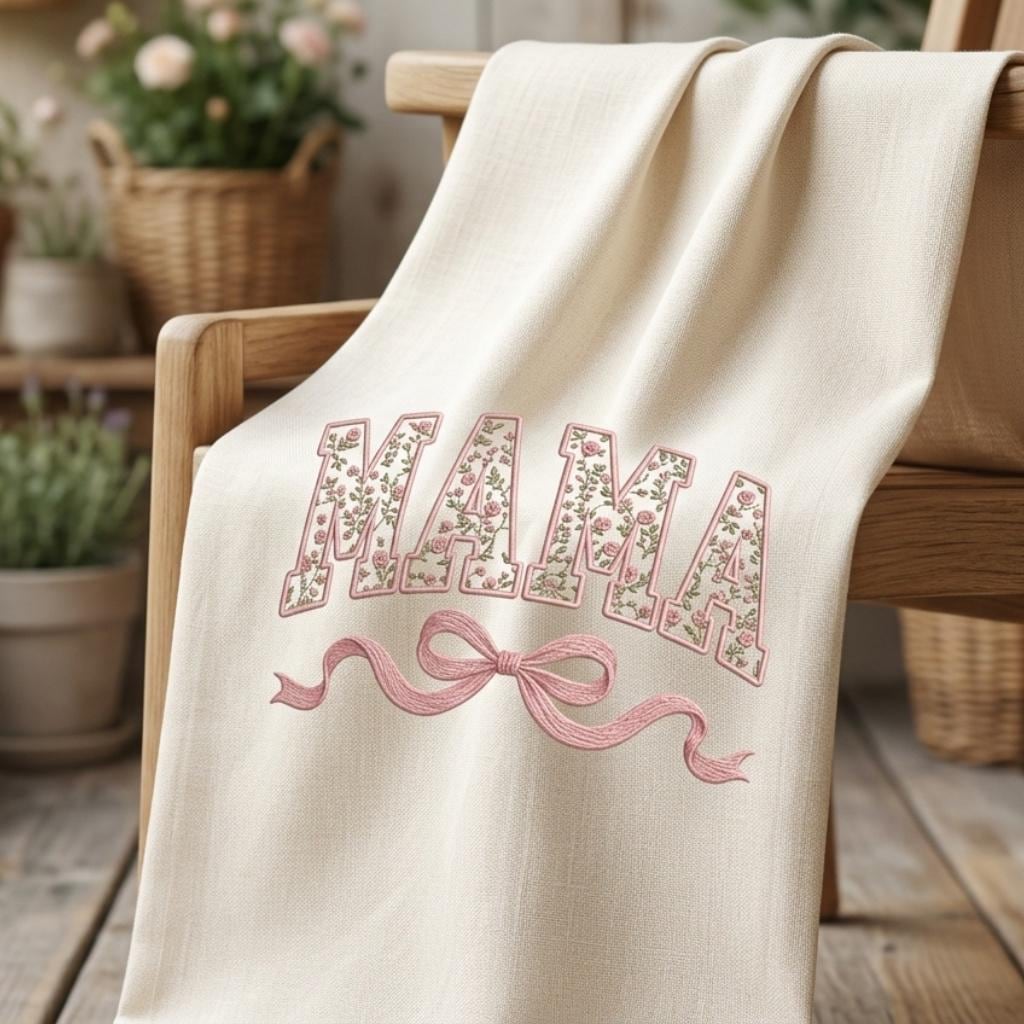 Pink Floral Mama Embroidery Design, Coquette Bow Mom Machine Embroidery File, Mother’s Day Pattern, 5 sizes, Digital Download - image 7
