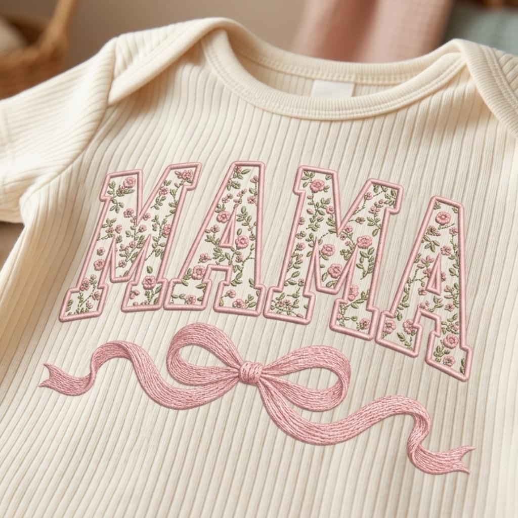 Pink Floral Mama Embroidery Design, Coquette Bow Mom Machine Embroidery File, Mother’s Day Pattern, 5 sizes, Digital Download - image 4