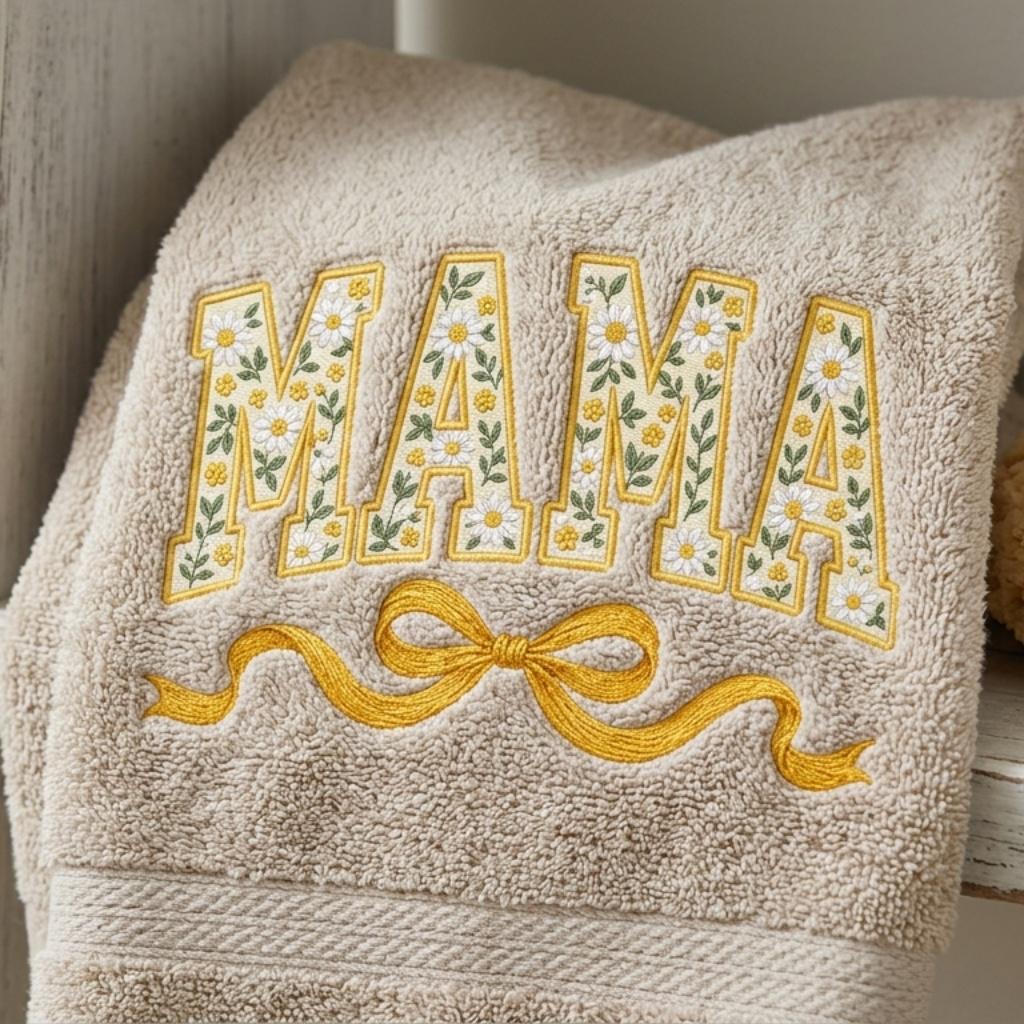 Daisy Mama Embroidery Design, Yellow Floral Mom Bow Machine Embroidery File, Spring Mom Pattern, 5 sizes, Digital Download - image 5
