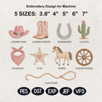 Western Mini Embroidery Bundle, Cowboy Hat Boots Cactus Horse Machine Embroidery File, 5 Sizes, Digital Instant Download
