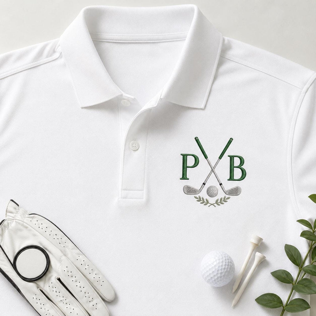 Golf Monogram Embroidery Design, Pickleball Style Initial Machine Embroidery File, Preppy Sports, 5 Sizes, Digital Instant Download - image 3
