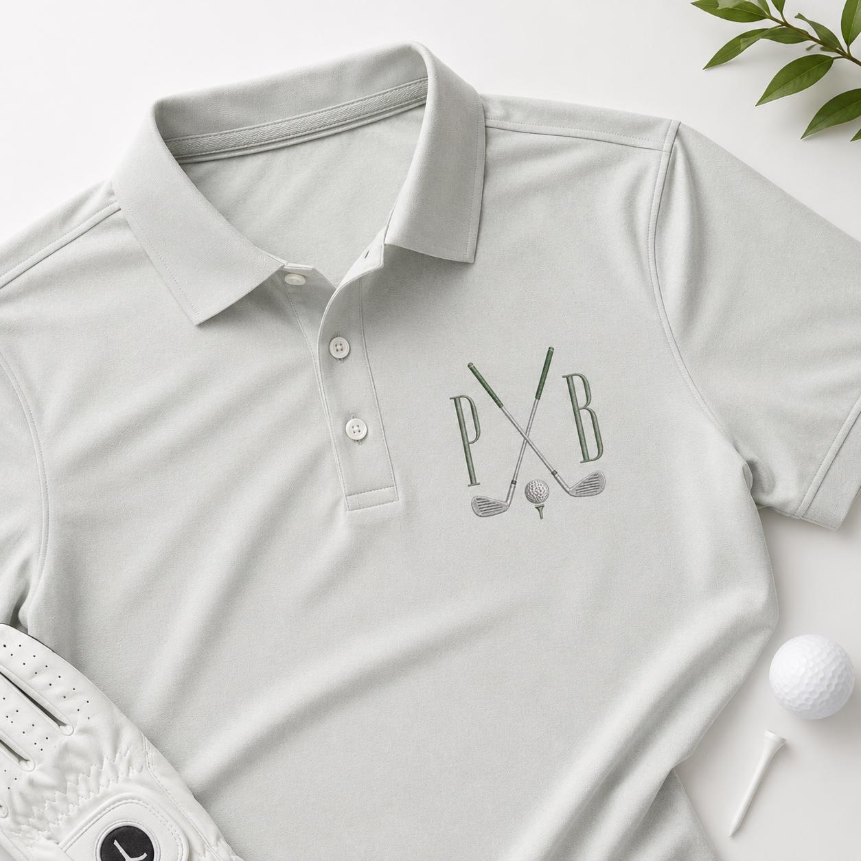 Golf Monogram Embroidery Design, Pickleball Style Initial Machine Embroidery File, Preppy Sports, 5 Sizes, Digital Instant Download - image 7