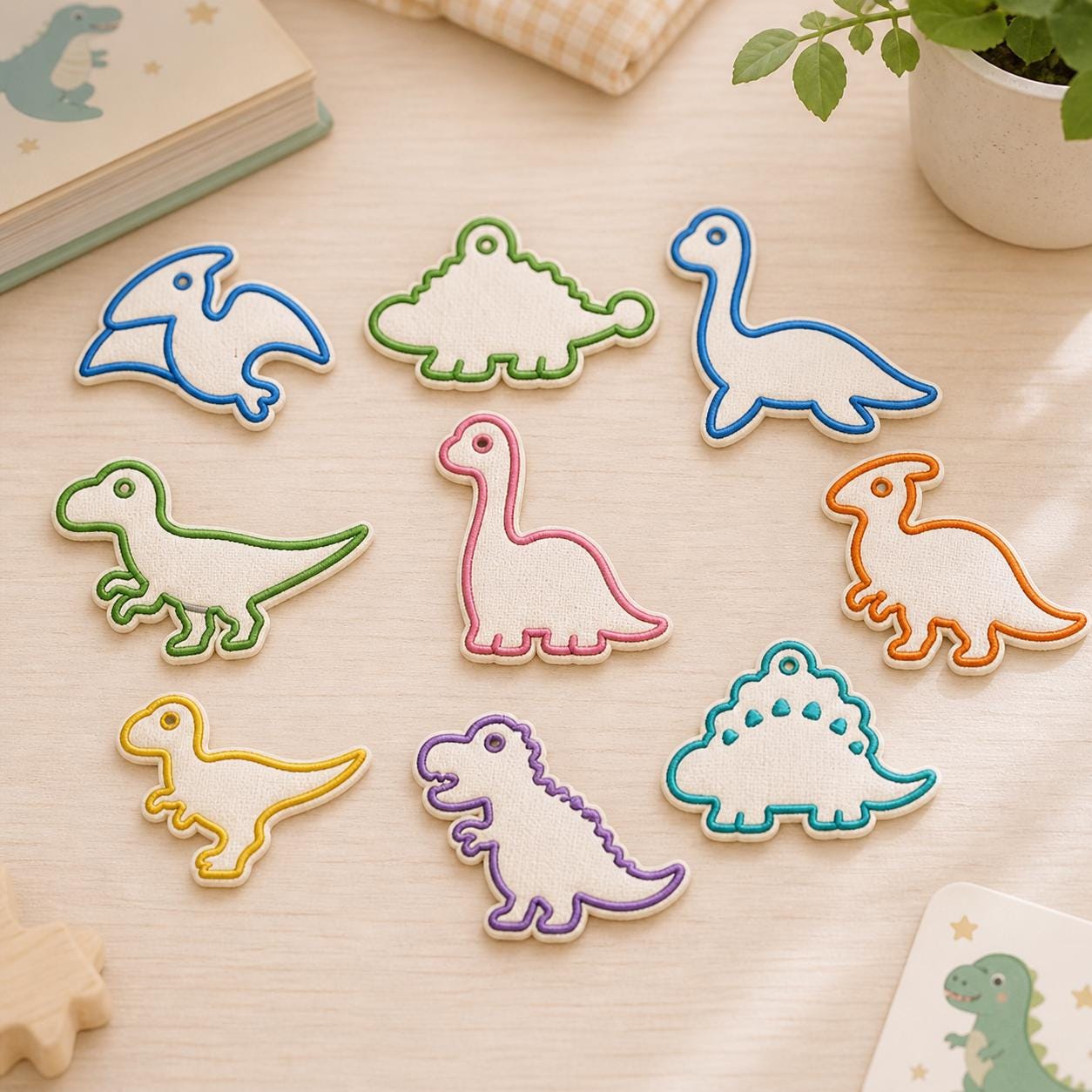 Dinosaur ITH Bag Tag Embroidery Bundle, Kids Dino Keychain Machine Embroidery File, Boy Backpack Tag, 5 Sizes, Digital Instant Download - image 7