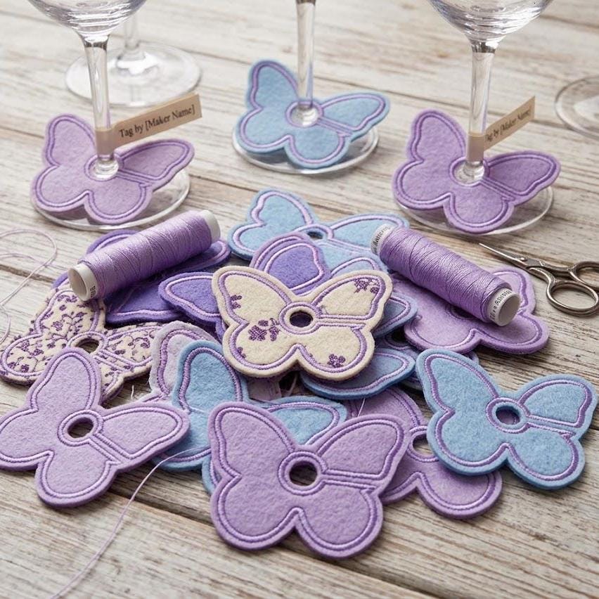 ITH Wine Glass Tags Applique Bundle, Drink Marker Embroidery Design Set, Party Wine Charm File, 5 Sizes, Digital Instant Download - image 5