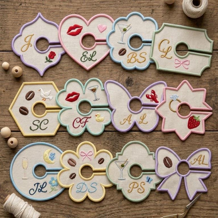 ITH Wine Glass Tags Applique Bundle, Drink Marker Embroidery Design Set, Party Wine Charm File, 5 Sizes, Digital Instant Download - image 6