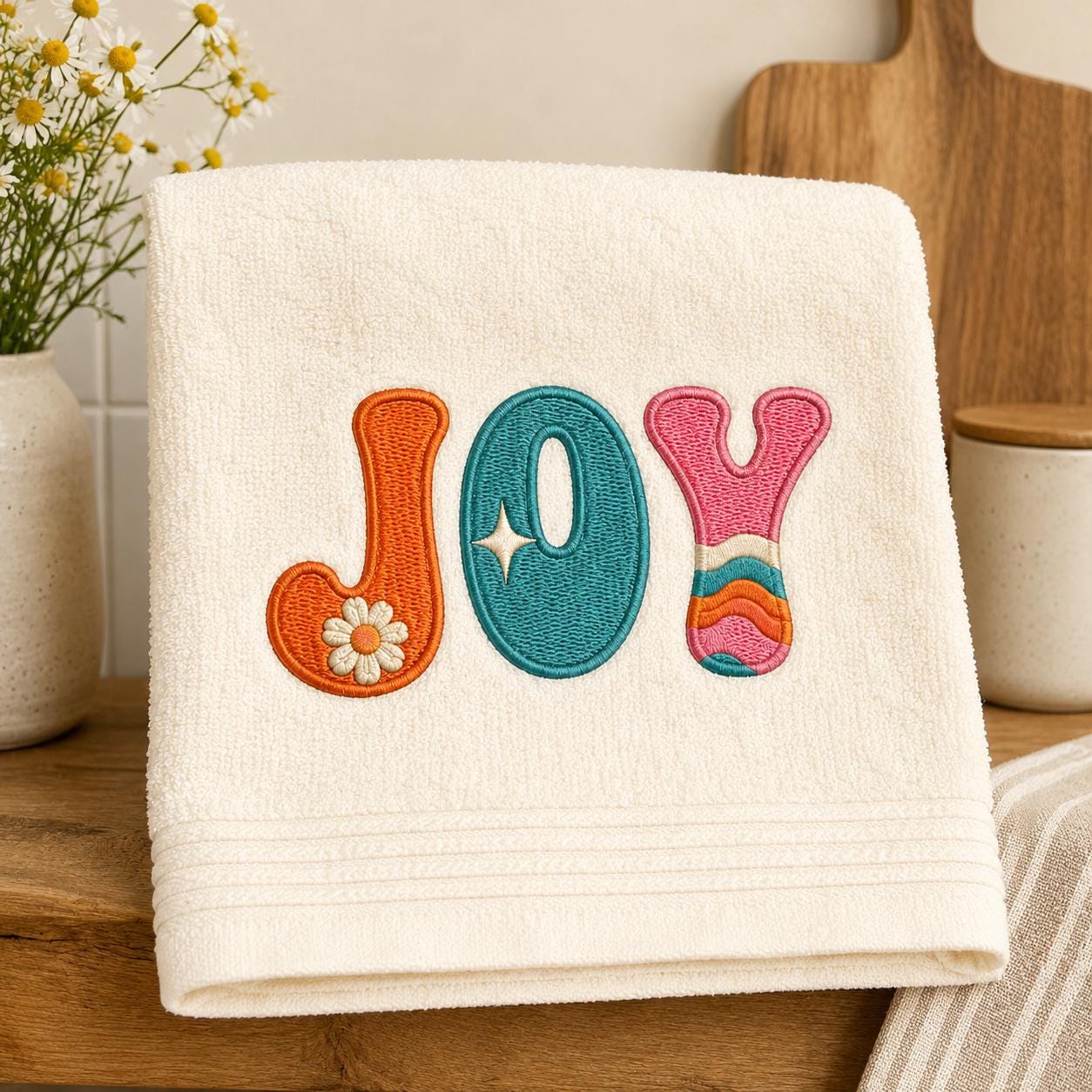 Retro Groovy Alphabet Embroidery Font, Flower Letters Machine Embroidery File, Daisy Rainbow Monogram Design, 5 Sizes, Digital Download - image 7