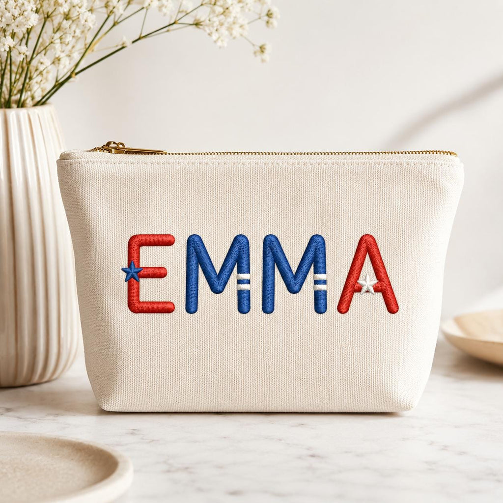 Patriotic Alphabet Embroidery Font, 4th of July Letters Machine Embroidery File, USA Star Monogram Design, 5 Sizes, Digital Download - image 6