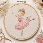Pink Ballerina Embroidery Design, Floral Ballet Girl Machine Embroidery Pattern, Dance Princess Artwork, 5 sizes, Digital Download - image 7