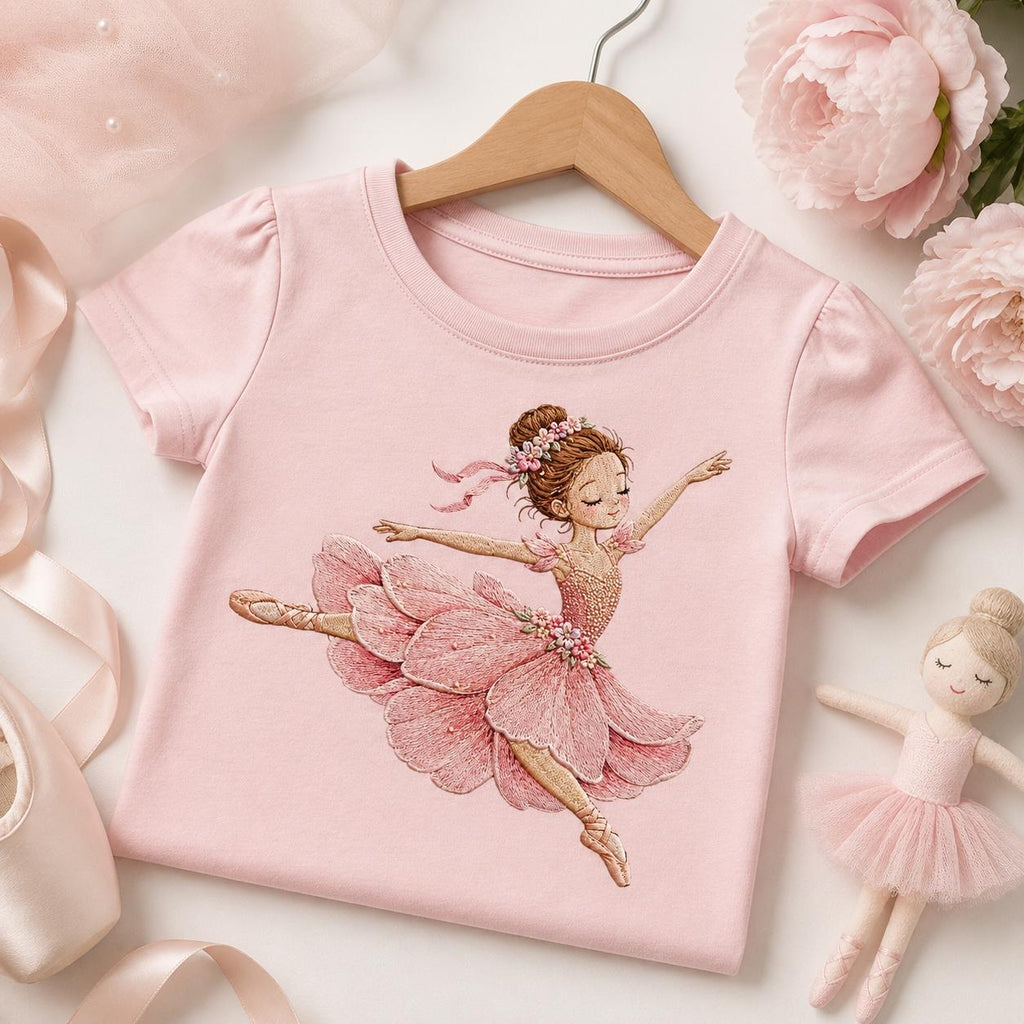 Floral Ballet Dancer Embroidery Design, Pink Ballerina Princess Dance Machine Embroidery Pattern, 5 sizes, Digital Download - image 7