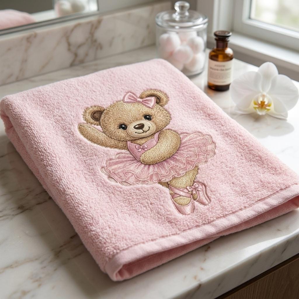 Ballerina Teddy Bear Embroidery Design, Pink Tutu Bear Machine Embroidery File, Baby Girl Nursery PES DST EXP, 5 sizes, Digital Download - image 5