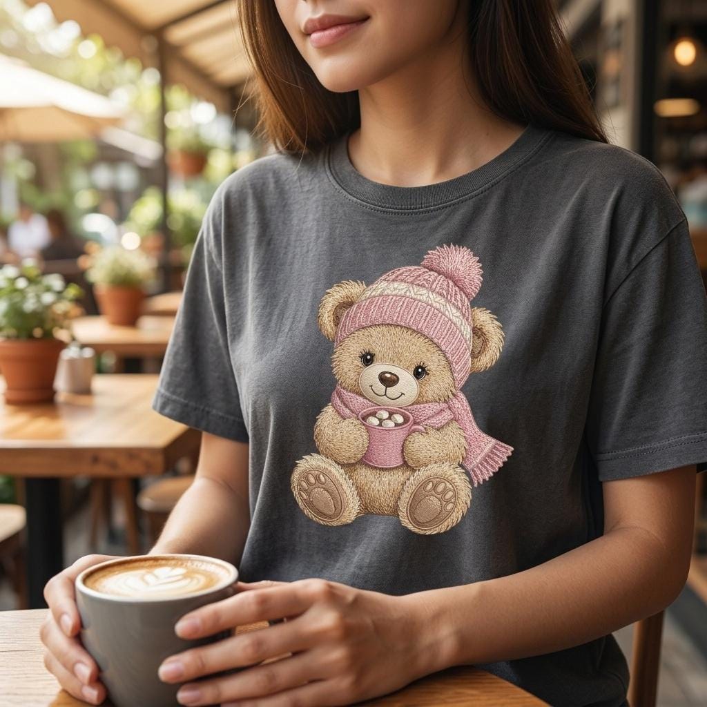 Winter Teddy Bear Embroidery Design, Cute Bear With Cocoa Machine Embroidery File, Cozy Nursery PES DST EXP, 5 sizes, Digital Download - image 4