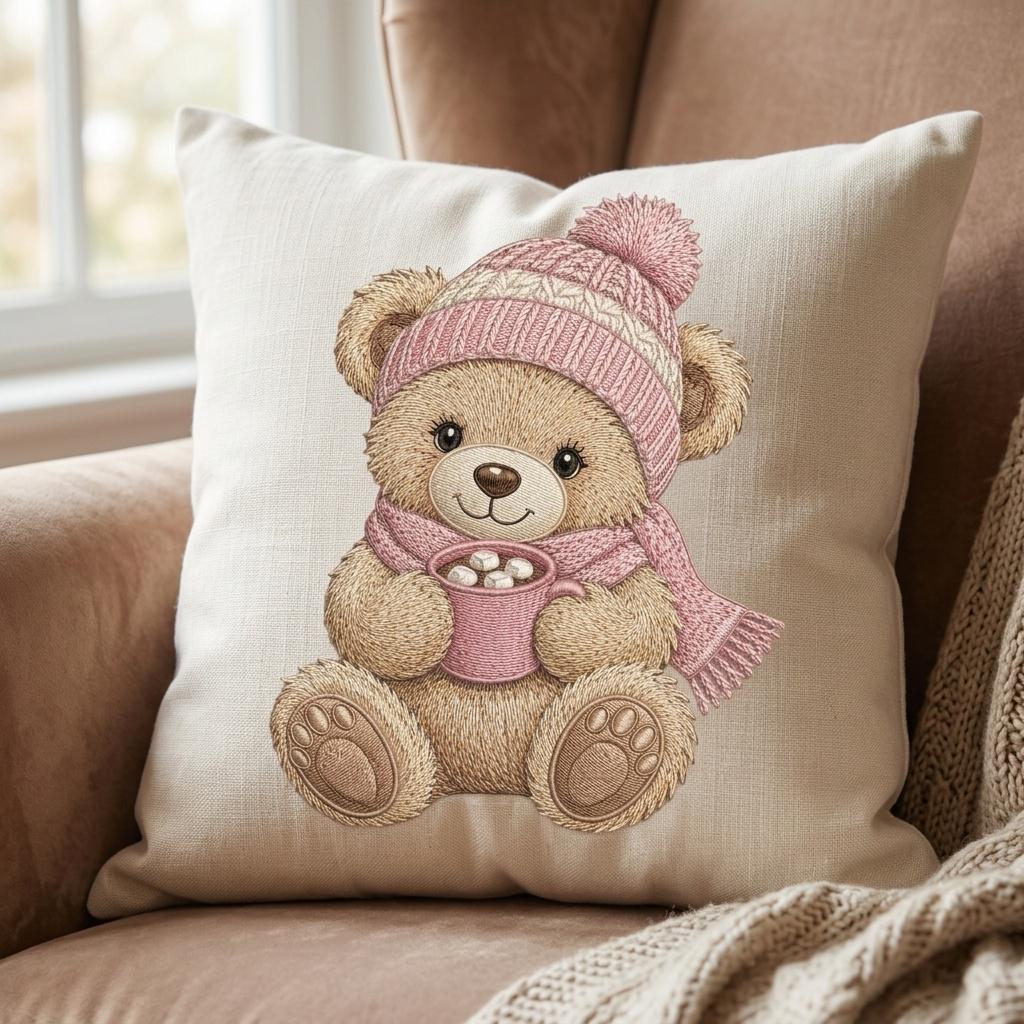 Winter Teddy Bear Embroidery Design, Cute Bear With Cocoa Machine Embroidery File, Cozy Nursery PES DST EXP, 5 sizes, Digital Download - image 7