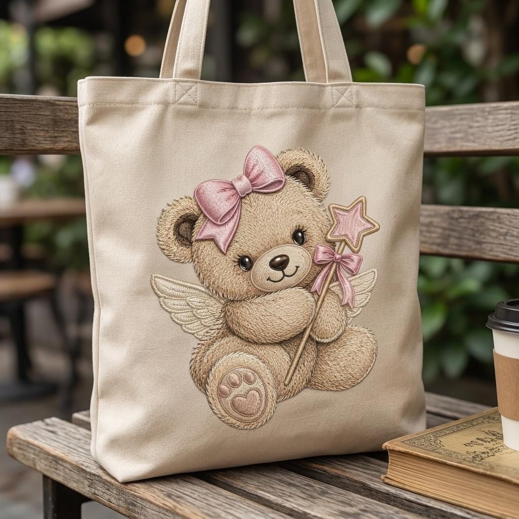 Fairy Teddy Bear Embroidery Design, Pink Bow Angel Bear Machine Embroidery File, Baby Girl PES DST EXP, 5 sizes, Digital Download - image 7