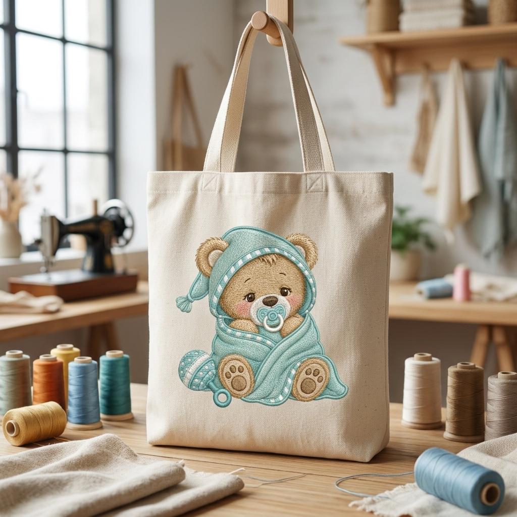 Baby Bear Swaddle Embroidery Design, Newborn Teddy Machine Embroidery File, Nursery Blanket Pattern, 5 sizes, Digital Download - image 6