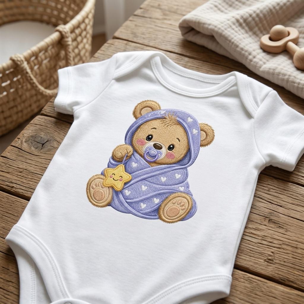 Teddy Bear Moon Blanket Embroidery Design, Baby Bear Machine Embroidery File, Nursery Stitch Pattern, 5 sizes, Digital Download - image 4