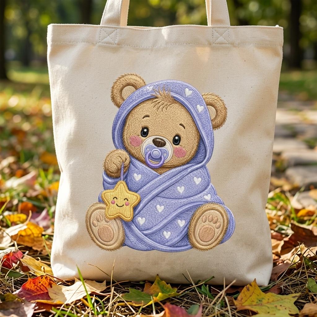 Teddy Bear Moon Blanket Embroidery Design, Baby Bear Machine Embroidery File, Nursery Stitch Pattern, 5 sizes, Digital Download - image 7