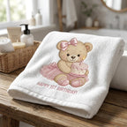 Birthday Teddy Bear Embroidery Design, Pink Cake Bear Machine Embroidery File, Baby Girl Nursery Stitch, 5 sizes, Digital Download - image 6