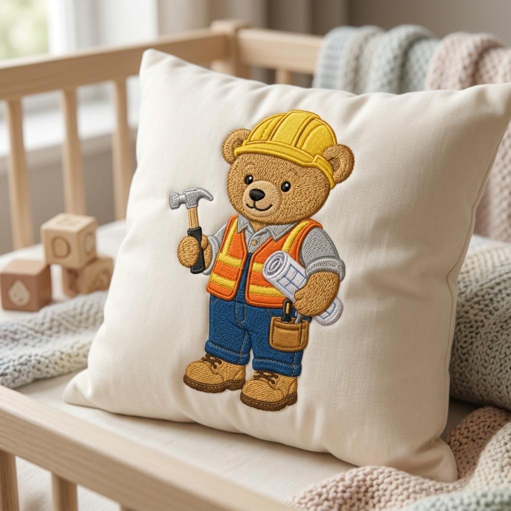 Construction Teddy Bear Embroidery Design, Builder Bear Machine File, Career Costume Nursery Pattern, 5 sizes, Digital Download - image 5
